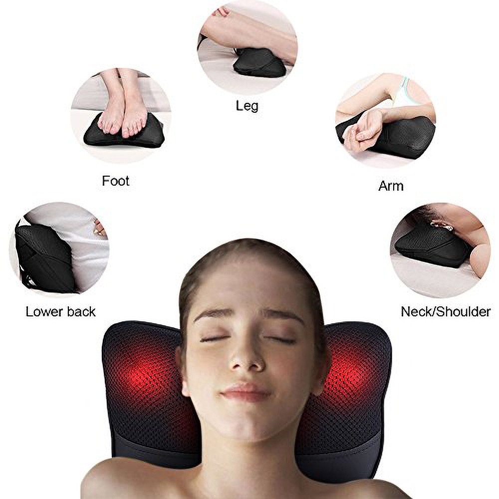 ZeroVida Shiatsu Electric Massager Heat Kneading Pillow Therapy for Shoulder Neck Back Sore Muscles Idea for Home and Office Use